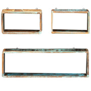 Set Mensole Cubiche da Parete 3pz-Ripiani-Scaffale in Legno Massello di Recupero