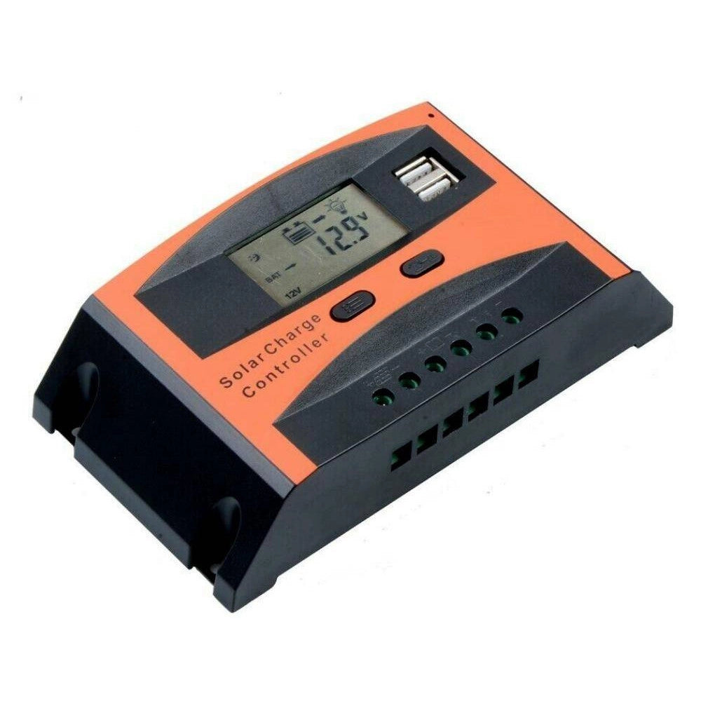 Trade Shop - Regolatore Di Carica 30a Per Pannello Solare 12/24v Display Lcd Usb Art. Ld2430c -