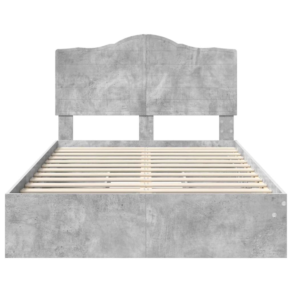 Letto con Contenitore con testiera Grigio cemento 135 x 190 cm 3413516