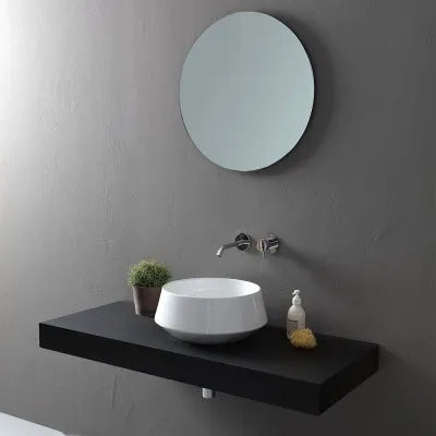 Lavabo da appoggio in ceramica bianco lucido tondo 42 cm  Aris