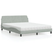 Letto con Materasso Grigio Chiaro 160x200 cm in Velluto