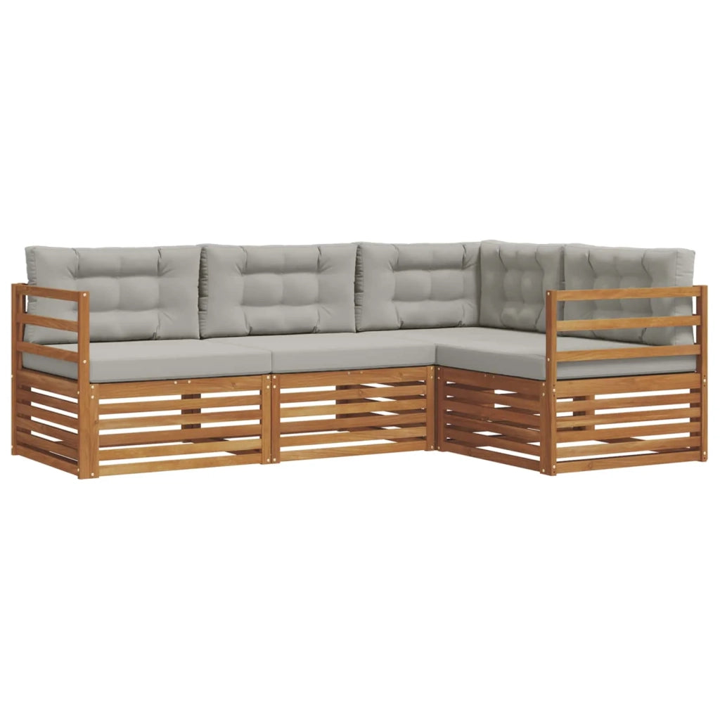 Set di divani da esterno 4 pcs Grigio Naturale e Chiaro 3373361