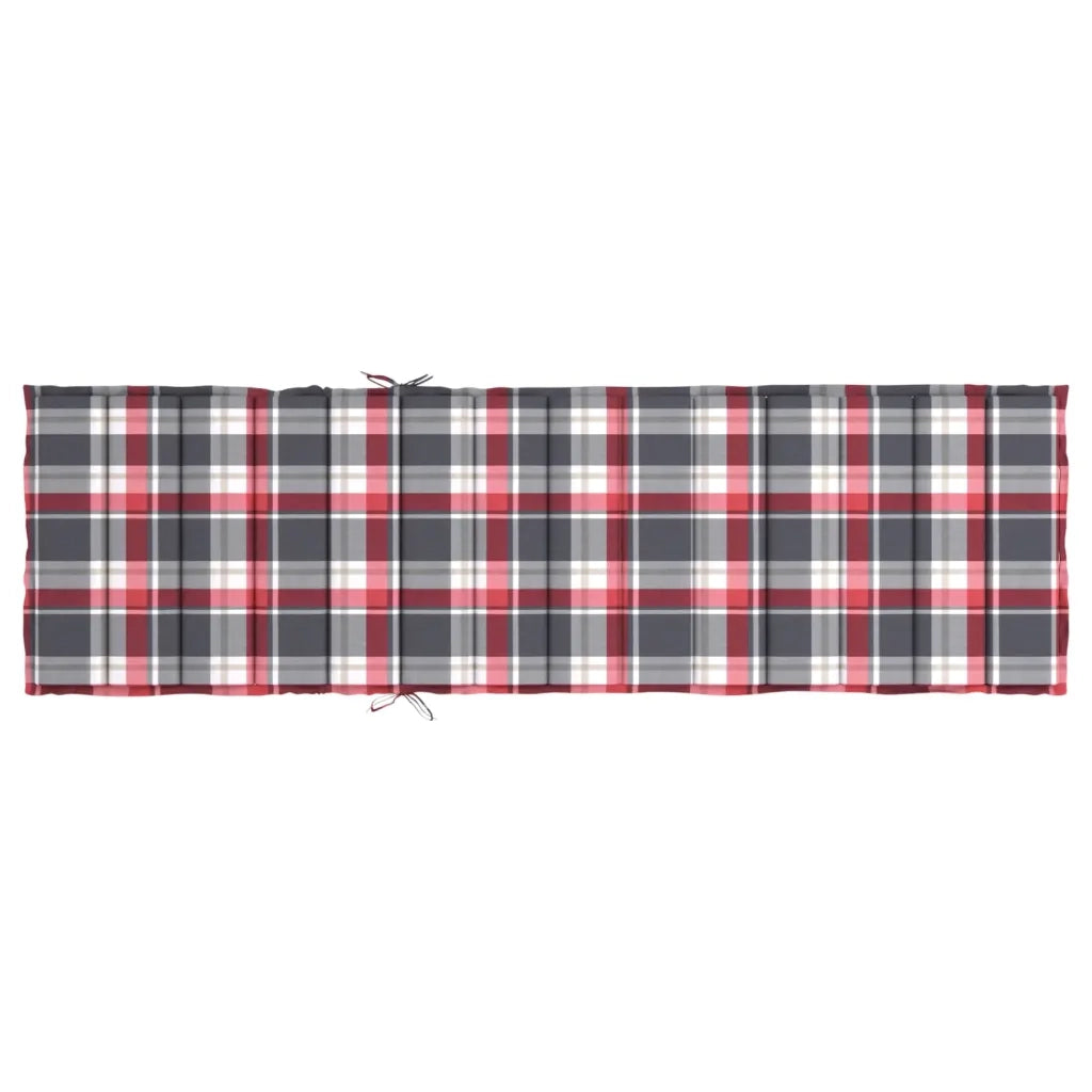 Cuscino per Lettino a Quadri Rossi 200x50x3cm Tessuto Oxford 314201