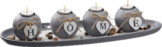 Set di Sostituenti Candelabri con 4 lumi - Supporto per candele con 4 candele - HOME - 51 x 9 x 17.5 Cm.