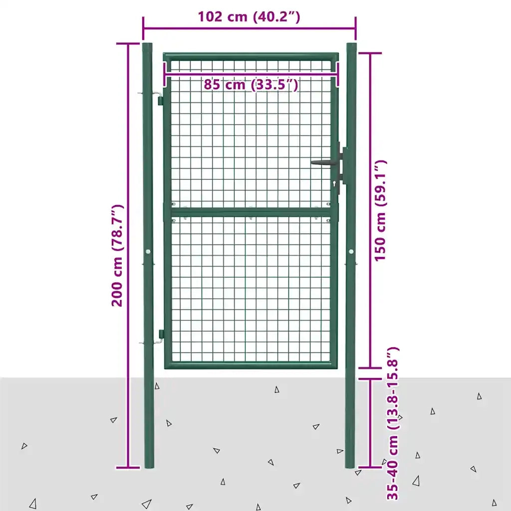 Cancello per Recinzione in Acciaio 100x150 cm Verde 145734