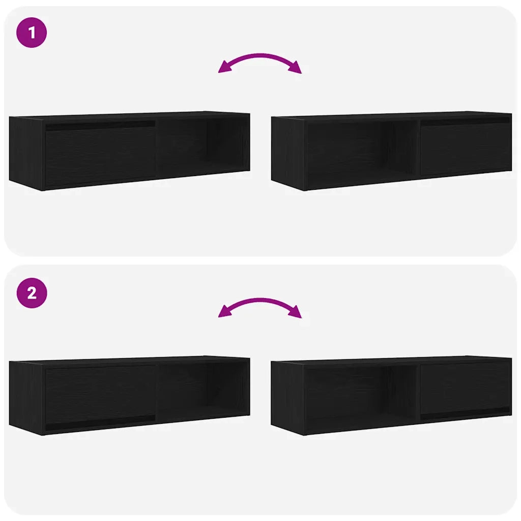 Mobili TV 2 pz Rovere Nero 100x31x25,5 cm in Legno Multistrato