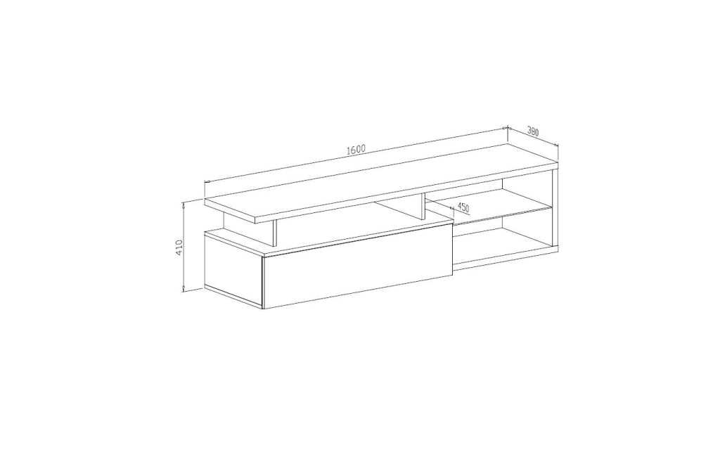 Mobile porta TV Gisella, Credenza da soggiorno, Armadio basso per TV, Base parete attrezzata, 160x38h41 cm, Bianco e Bianco lucido