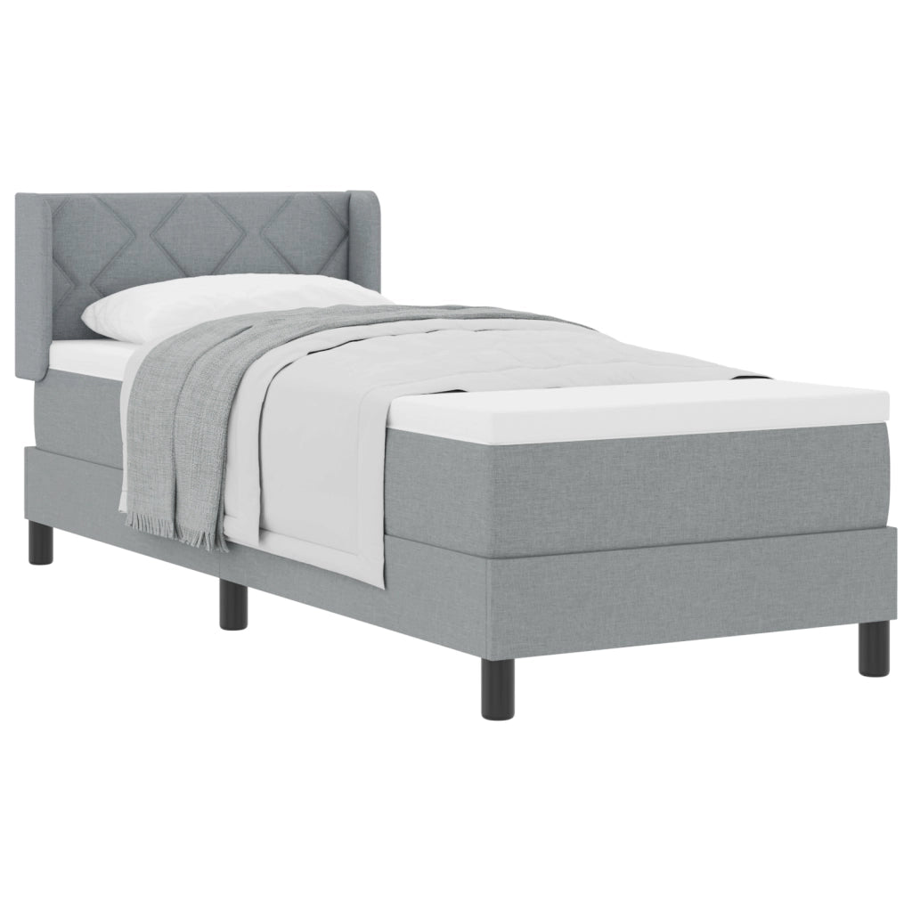 Letto con Box Spring e Materasso Grigio Chiaro 80x200 cm in Tessuto