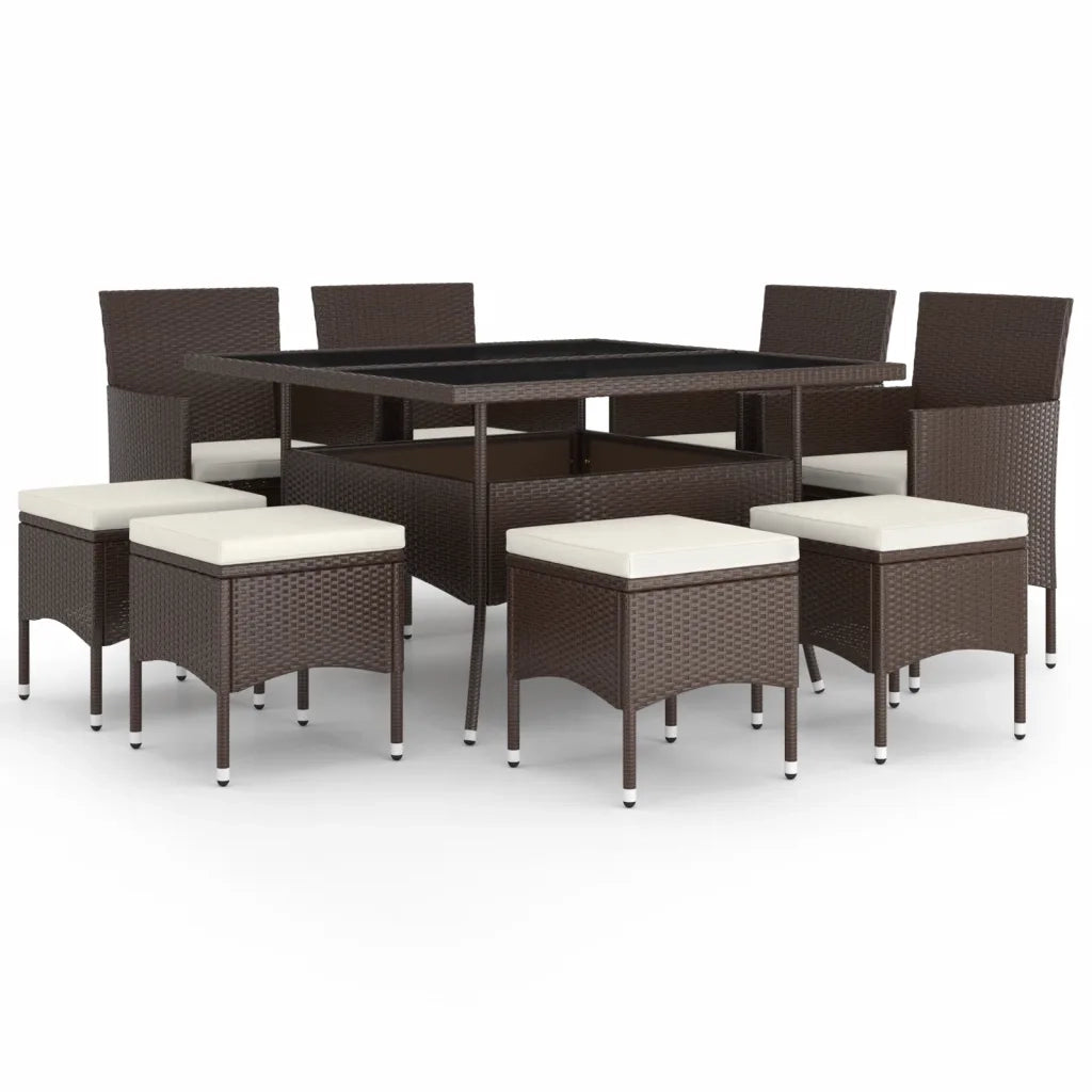 Set da Pranzo da Giardino in Polyrattan 9 pz Marronecod mxl 117380
