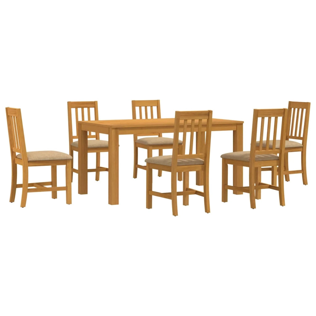 Set da pranzo 7 pz Beige Legno di Quercia Massello 3430366