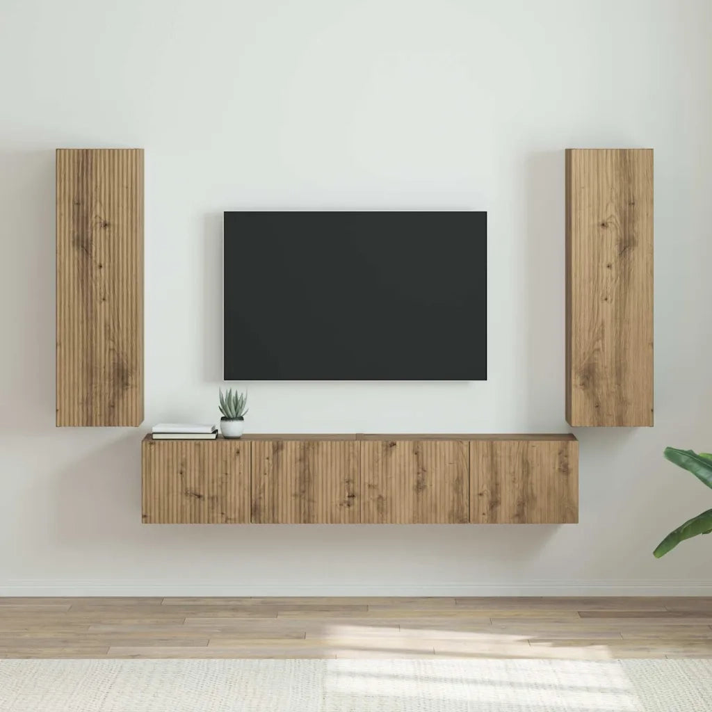 Mobile TV da parete 2 pcs Rovere Artigianale 30 x 31 x 100 cm