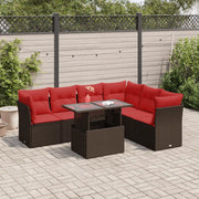 Set Divani da Giardino 7pz con Cuscini Marrone Polyrattan Acacia 3326175