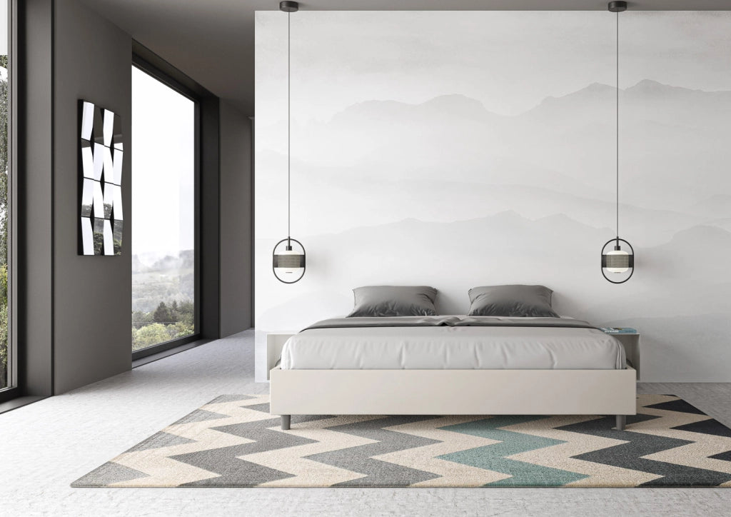 BS COM Letto senza rete imbottito 180x210 similpelle bianco