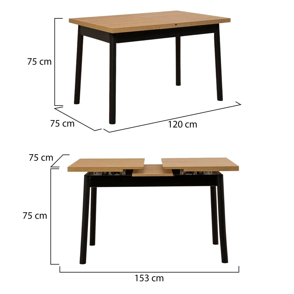 Pherkad, Tavolo Allungabile Allungabile, 75x153x75h cm Nero