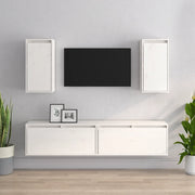 Mobili Porta TV 4 pz Bianchi in Legno Massello di Pino cod mxl 15253