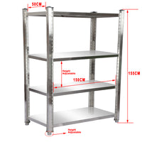 Scaffale in acciaio inox 150x50x155cm 4 ripiani per uso domestico e professionale