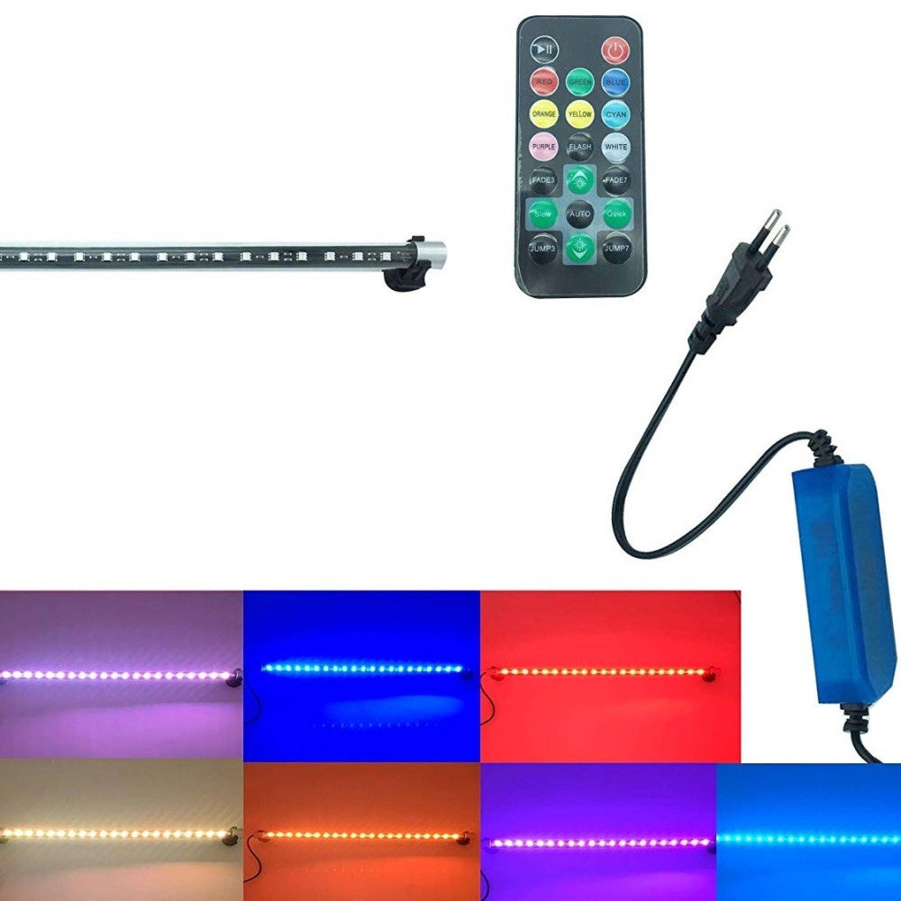 Trade Shop - Lampada Immersione Decorativa T4 Led Rgb Telecomando Acquari 50 Cm 3 W Ventose -
