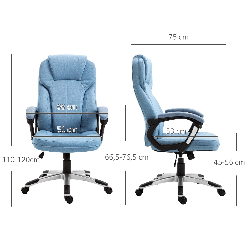 SEDIA UFFICIO girevole ergonomica 66x75x110-120 cm azzurro chiaro