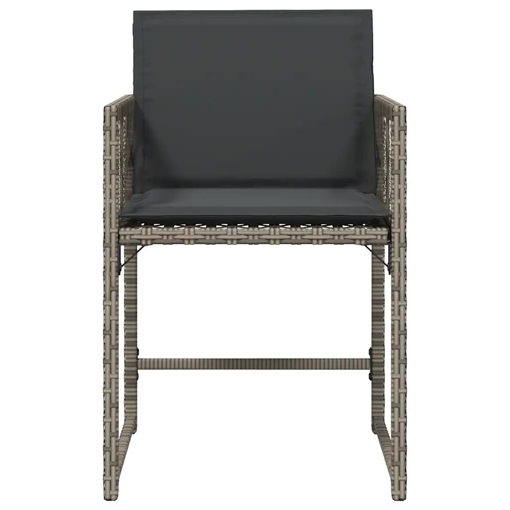 Sedie da Giardino con Cuscini 4pz Grigio in Polyrattan 365019