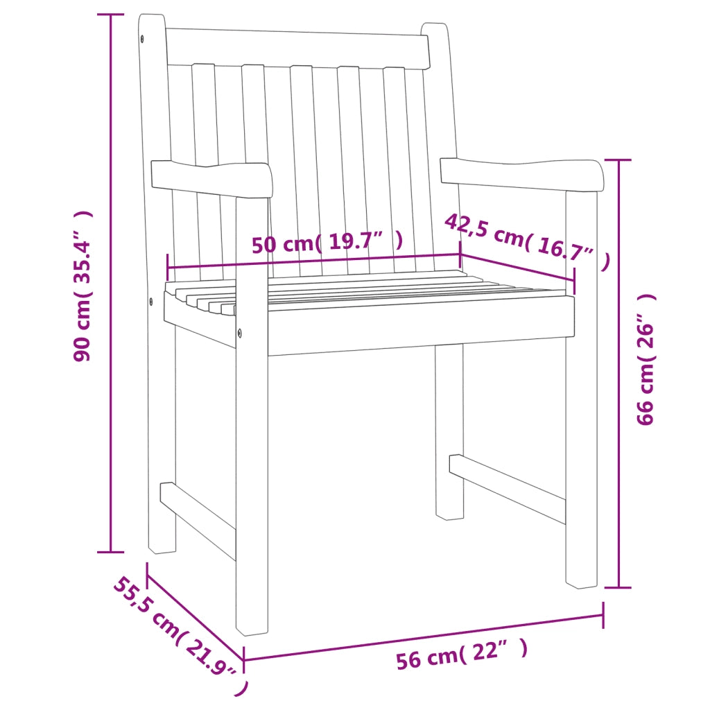 Sedie da Giardino 4 pz 56x55,5x90 cm Legno Massello di Acacia 3206272