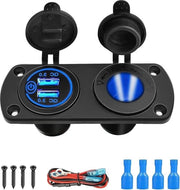 Doppia Connessione USB 3.0 12V-24V Ricarica Connessione Pannello di Interruttore Schermato - Adattatore di Ricarica per Auto - Per Accessori di Camper, Caravan, Camion e Barca
