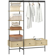 Guardaroba a colonna con scaffali, cassetti e appendiabiti ¨C zephmum ¨C quercia 180x45x180 cm