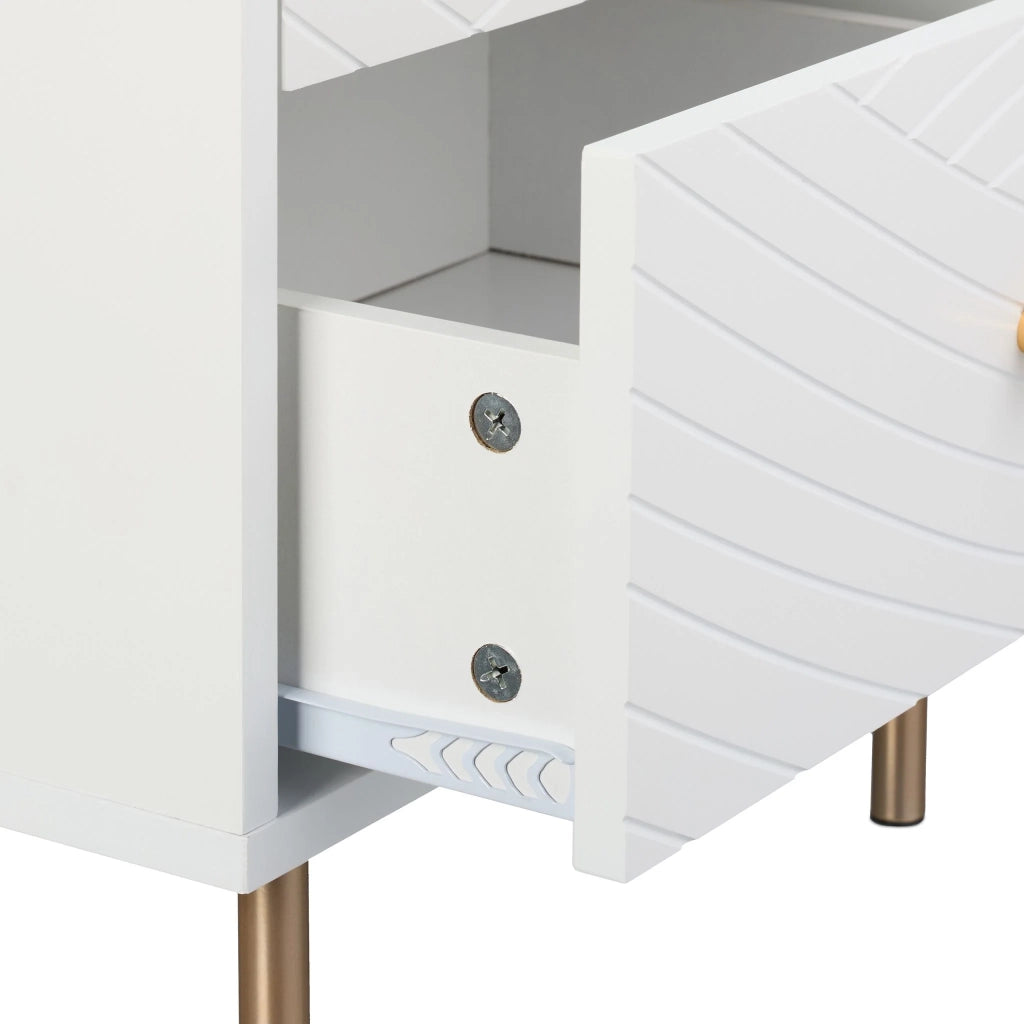 Moderno comodino con 2 pratici cassetti 52 x 45 x 40 cm in MDF bianco 13_0015838