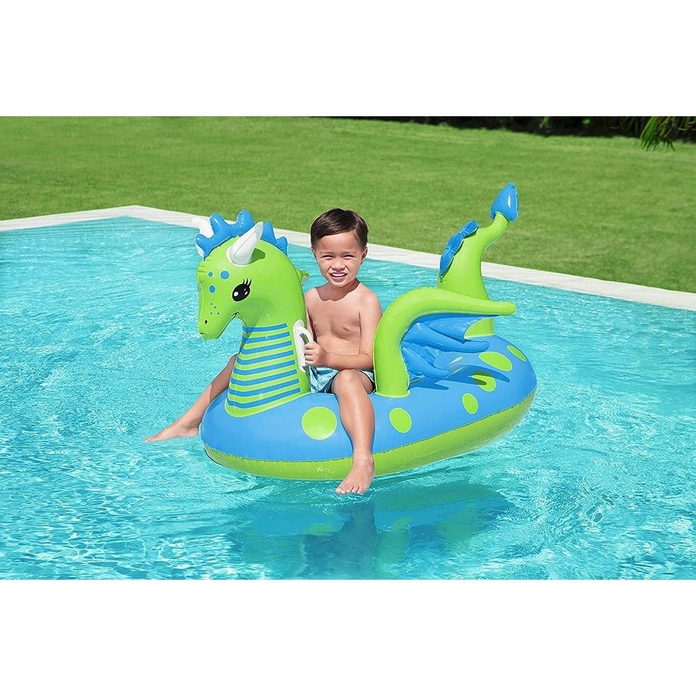 Trade Shop - Cavalcabile Gonfiabile Forma Drago Fantasy Dragon 134x142 Cm Con Maniglie 41476 -