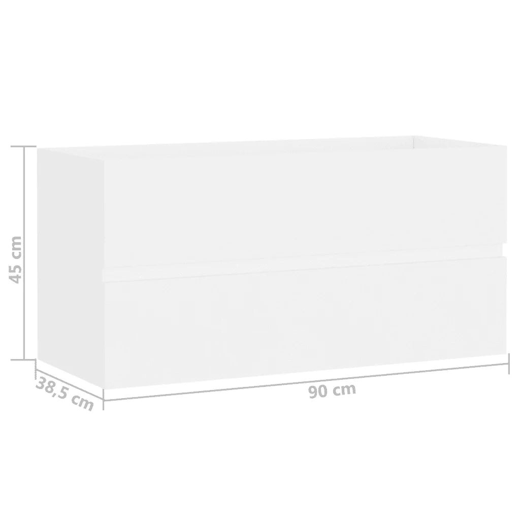 Mobiletto lavabo da bagno dal design elegante 90 x 38,5 x 45 cm in legno composito bianco 02_0047818