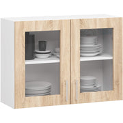 Vetrina da cucina sospesa AKORD LIMA Bianca 80 cm 2 porte inserto frontale Quercia Sonoma 80x30,5x58 cm