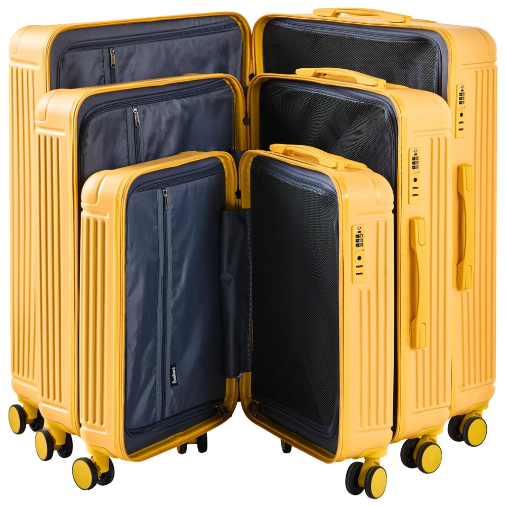 Set di 3 valigie giallo in materiale sintetico con ruote silenziose in ferro e cerniera antifurto 3 misure Lucchetto TSA Comodità