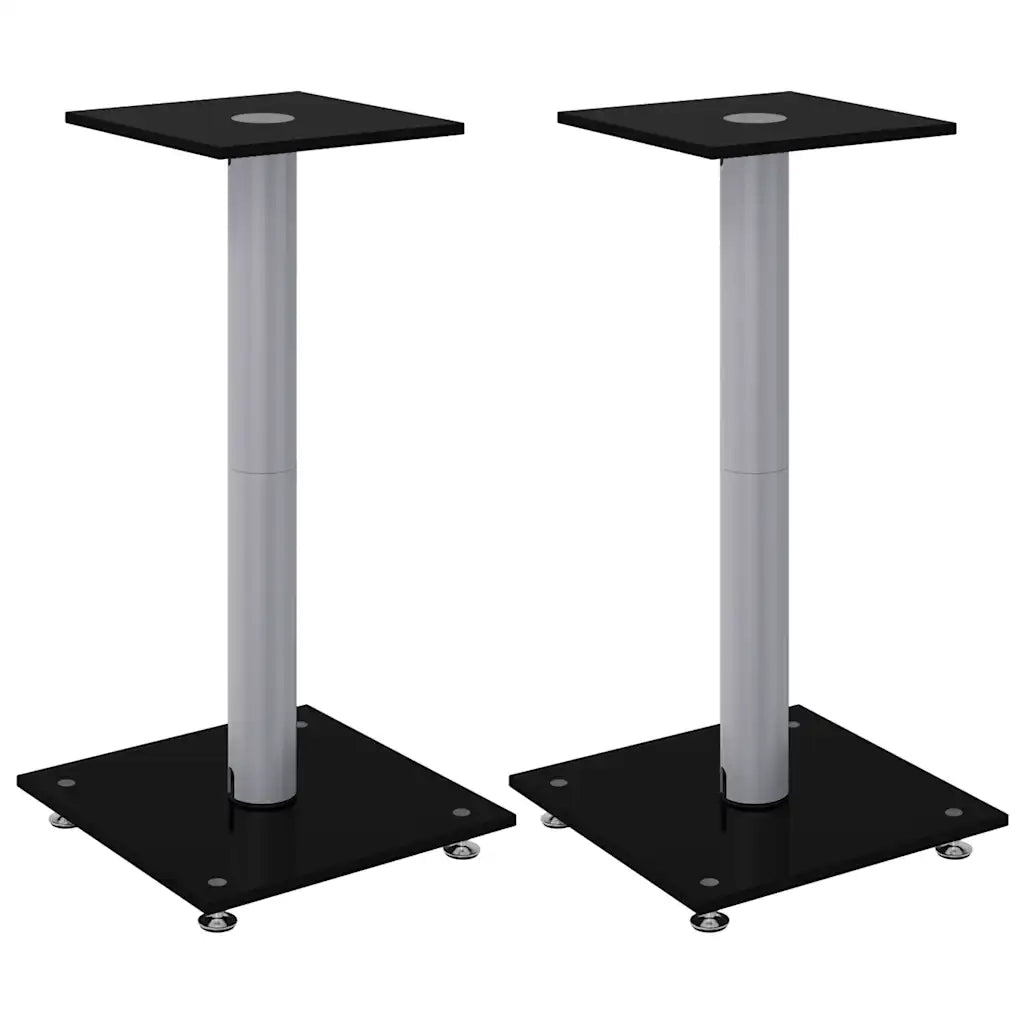 Pedane Casse 2 pz Nero Argento Vetro Temperato Design 1 Pilastro CFW3196687