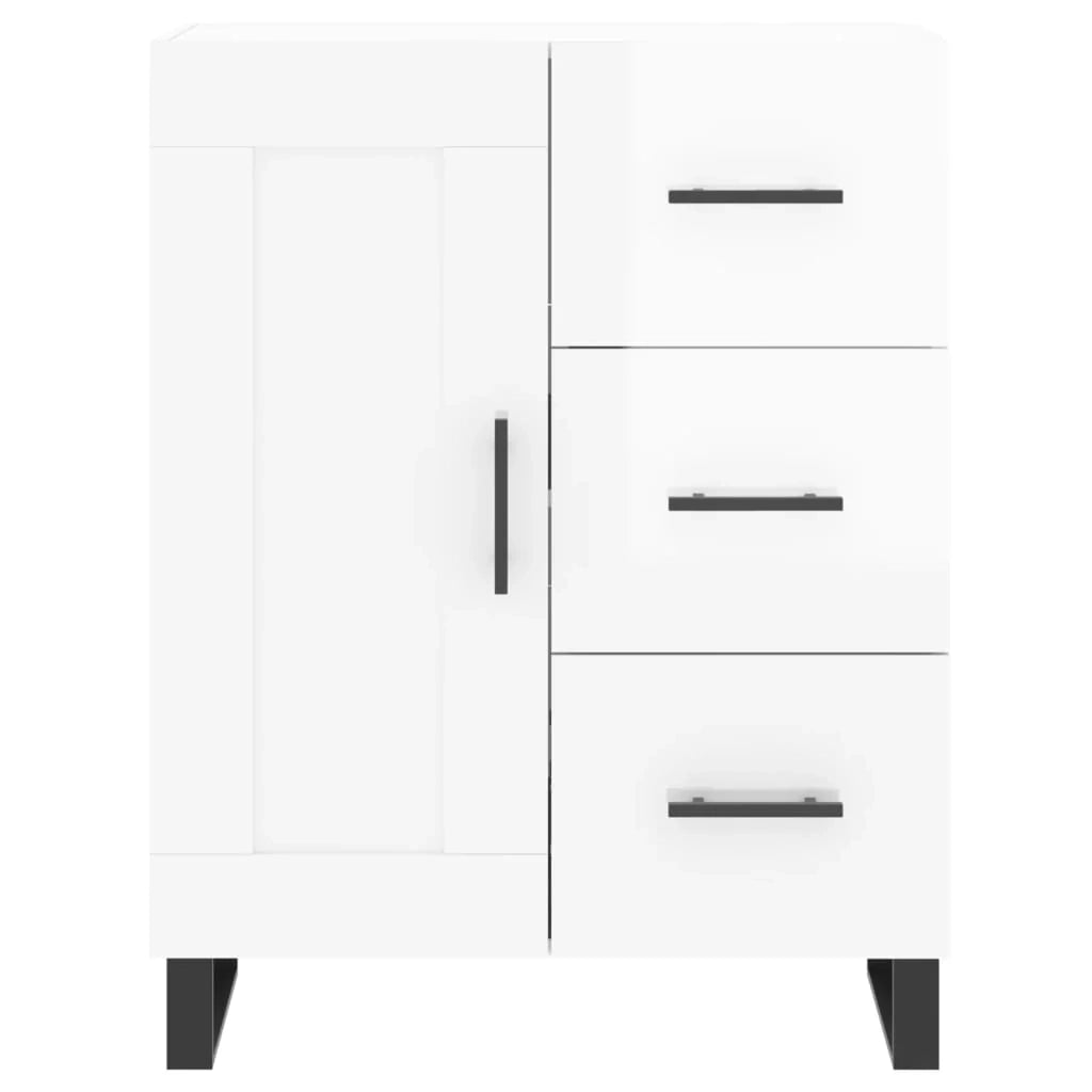 Buffet credenza cassettiera mobiletto mobile contenitore organizer per cucina soggiorno finitura lucida 69,5 x 34 x 90 cm legno ingegnerizzato bianco 02_0030723
