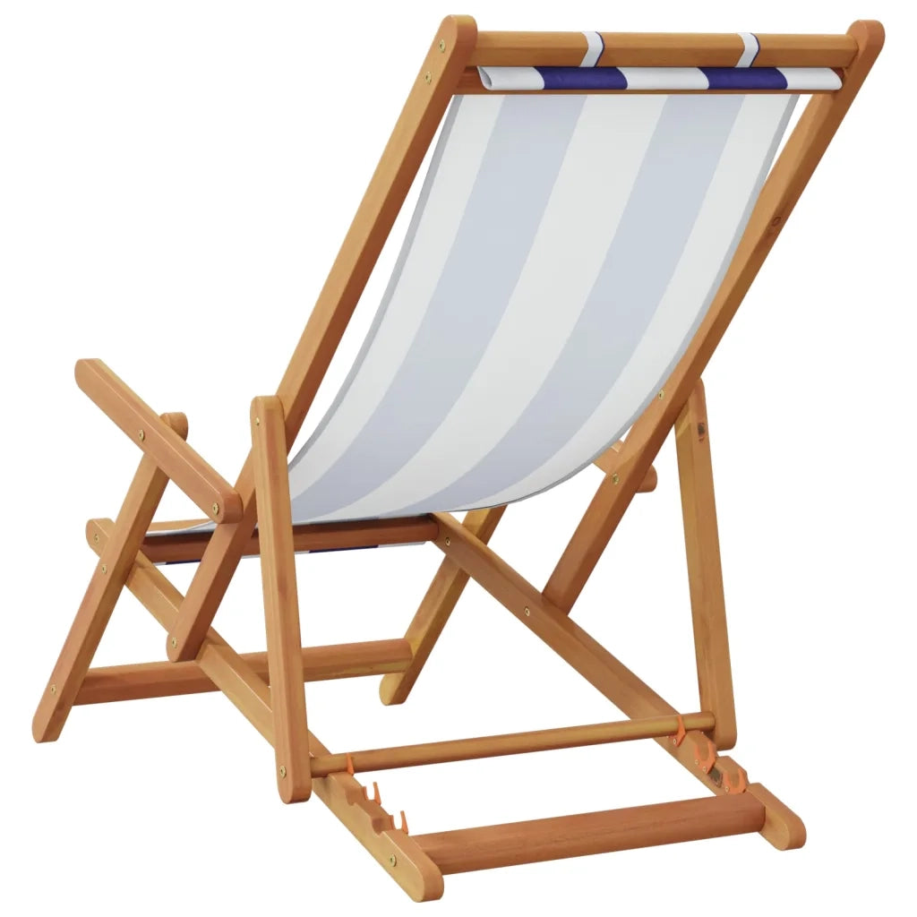 Sedie da Spiaggia Pieghevoli 2 pz Blu e Bianco Tessuto e Legno 3214490