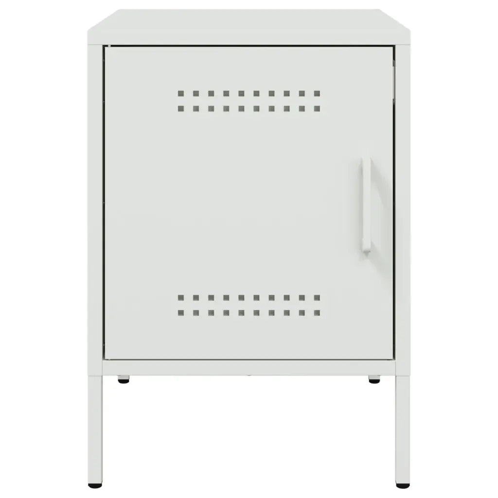 Set di 2 Comodini | Armadio da Notte | Mobiletto da notte Bianchi 36x39x50,5 cm in Acciaio