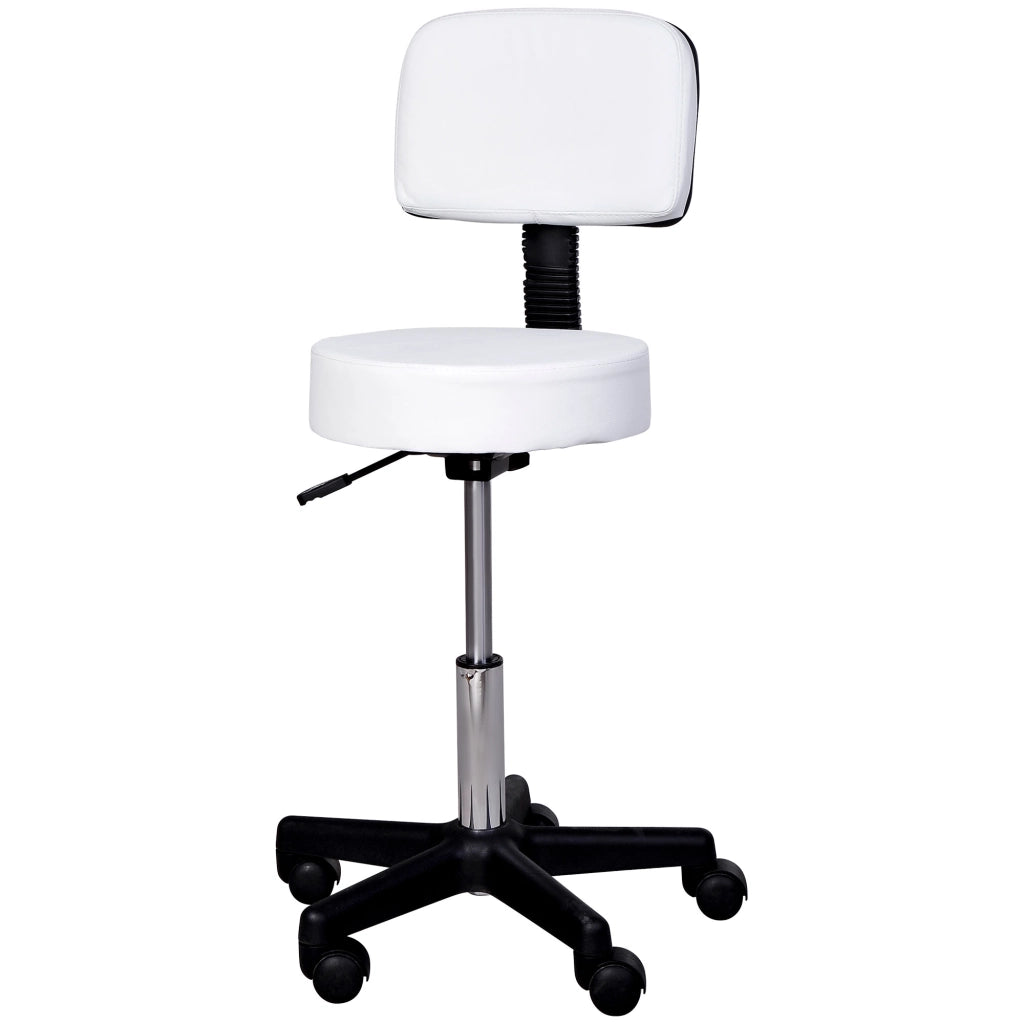 SGABELLO Girevole con Schienale Altezza Regolabile Bianco