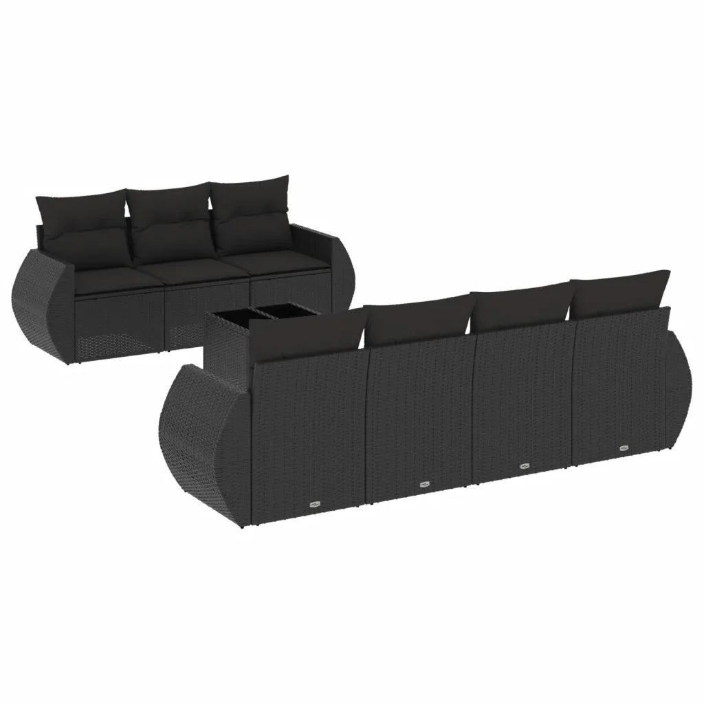 Set Divani da Giardino con Cuscini 8 pz Nero in Polyrattancod mxl 115167