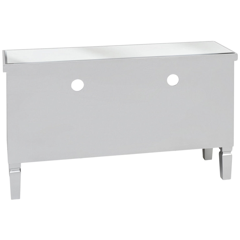 Madia credenza a Specchio argento con Cassettiera a 2 Cassetti con Pomelli in Cristallo