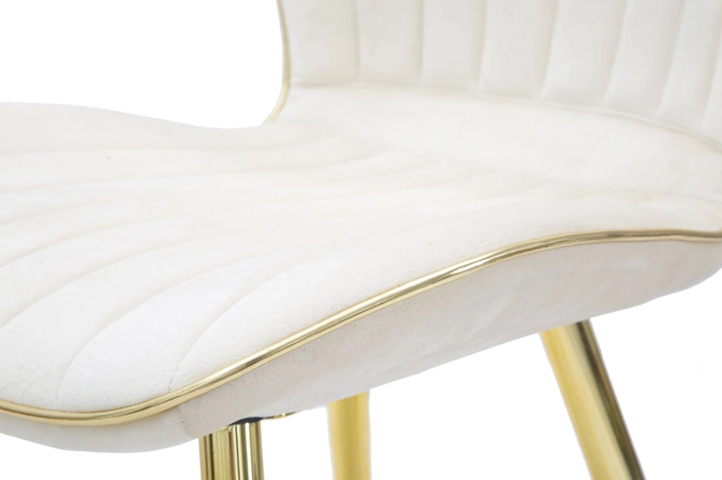 Set 2 Sedie Paris Space Crema e Oro 46x58x77 cm in Legno e Ferro