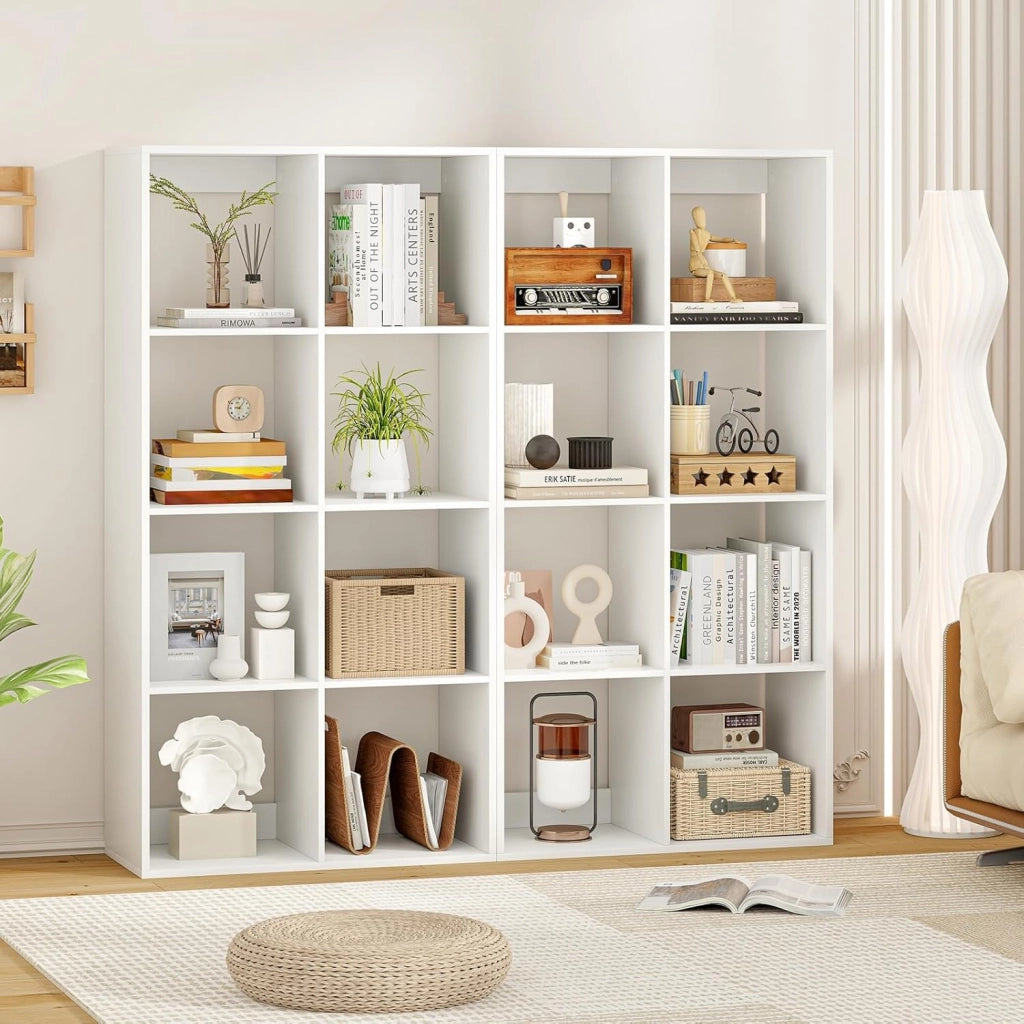 Libreria a 8 cubi, scaffale per libri modulare con cubi aperti, organizzatore di stoccaggio con kit antiribaltamento, 69,5 x 33 x 137 cm, mobile per soggiorno, ufficio, camera da letto