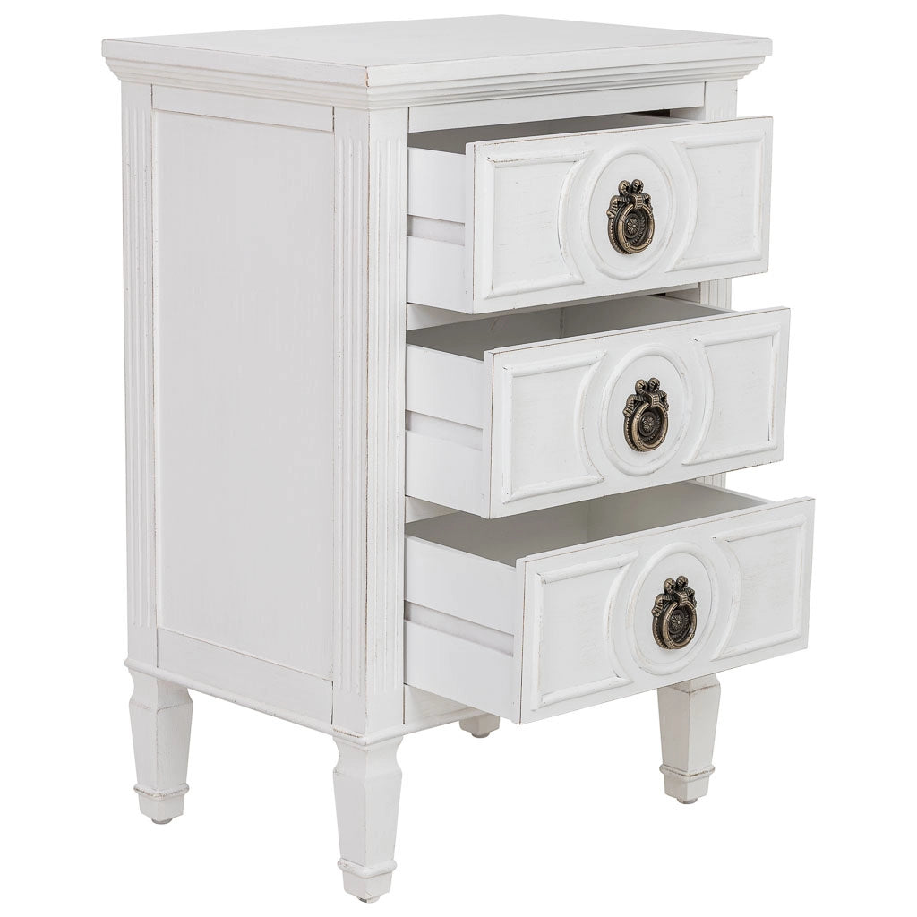 Comodino in legno bianco 46x32,5x67h cm