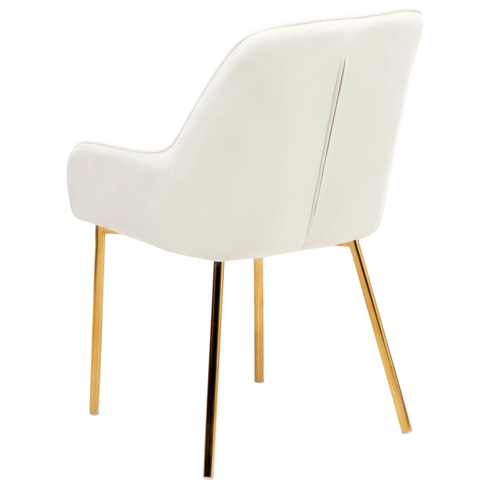 Set di 2 Sedie da Pranzo con Rivestimento in Velluto bianco sporco gambe dorate glamour retrò
