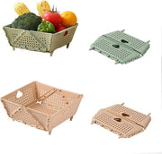 Colaprevia Set di Setiere Opachi con Pedine - Collapso per Pasta, Frutta e Verdura - Spazio Risparmiato, BPA Libero, Resistentente al Lavastoviglie (2 pezzi, Verde e Rosa)
