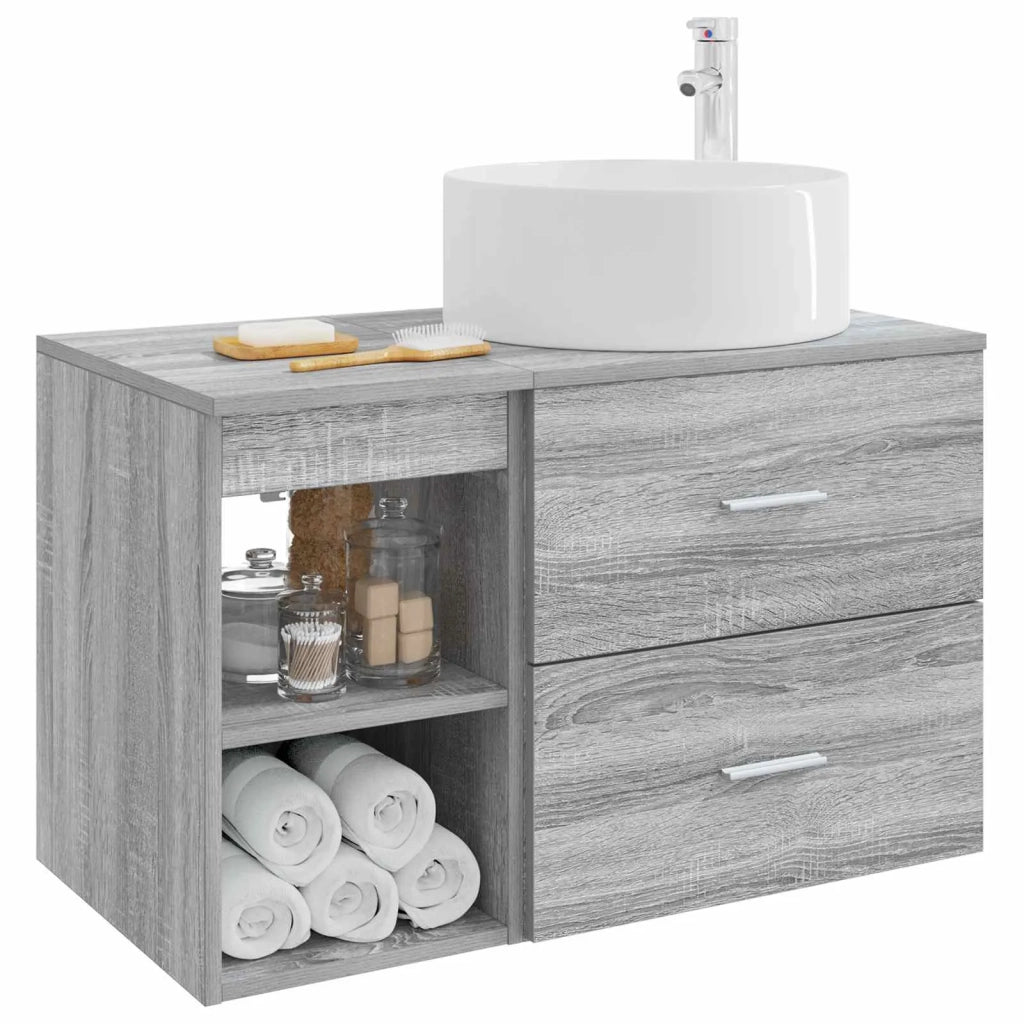 Set di mobili per il bagno 2 pcs Sonoma grigio 3403933