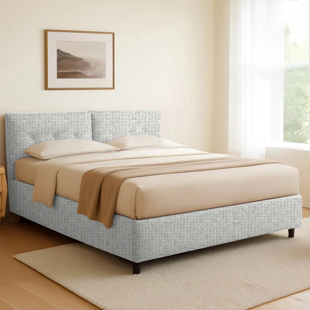 Truro, Letto Singolo Sfoderabile Made in Italy, Grigio Chiaro