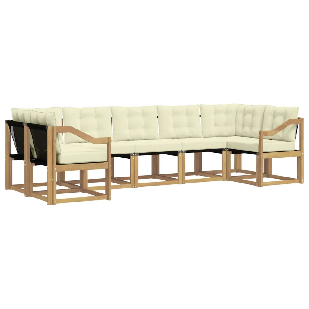Set di divani da esterno con cuscino 7 pcs Bianco e Crema