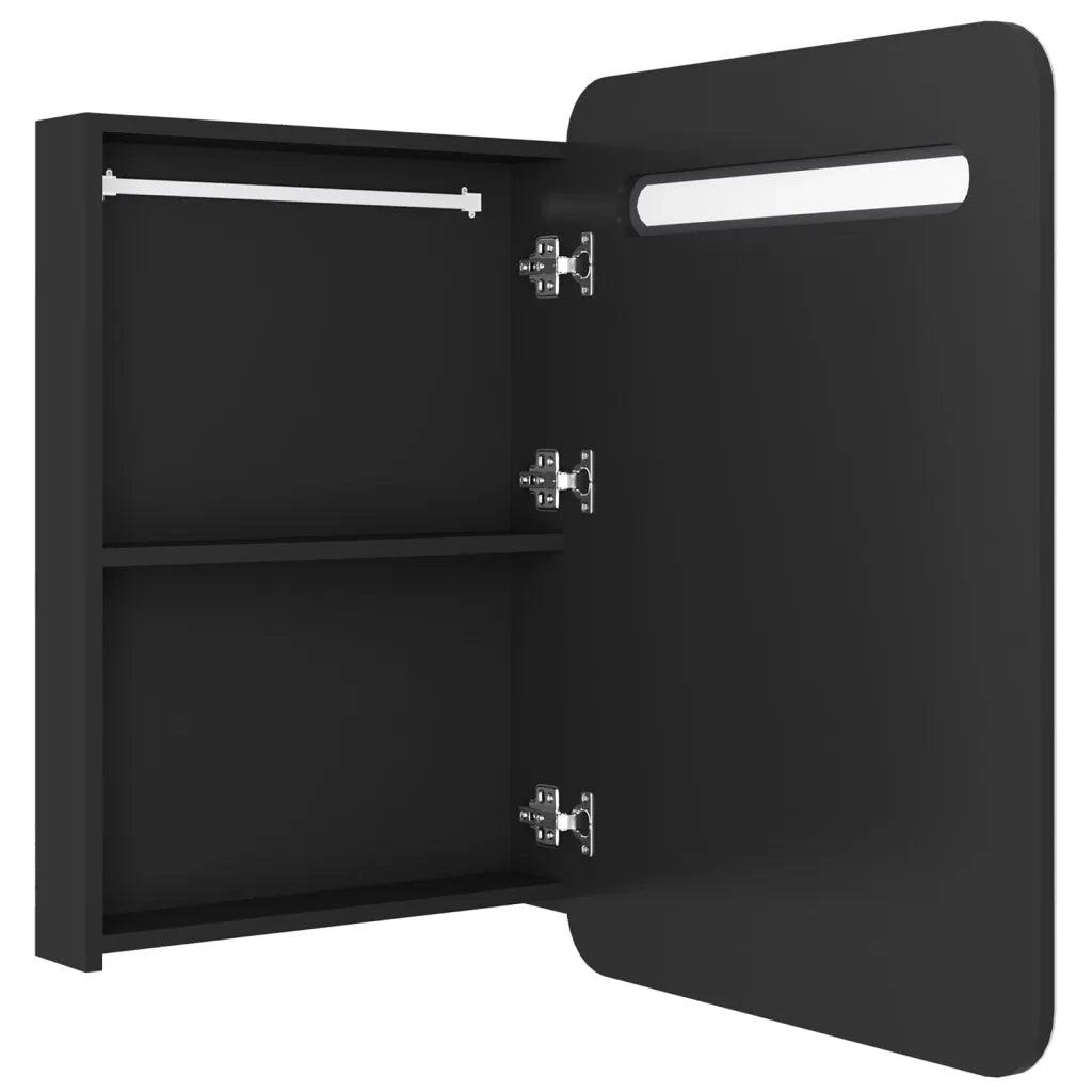 Armadietto a Specchio con LED Nero 60x11x80 cm in MDF 326503