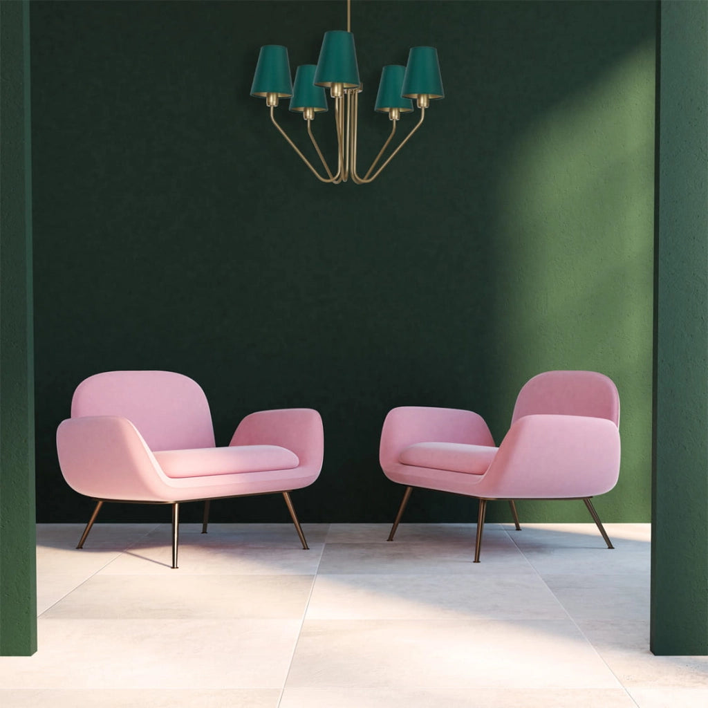 Lampadario 5 luci E27 Victoria MLP4908 verde ottone Milagro