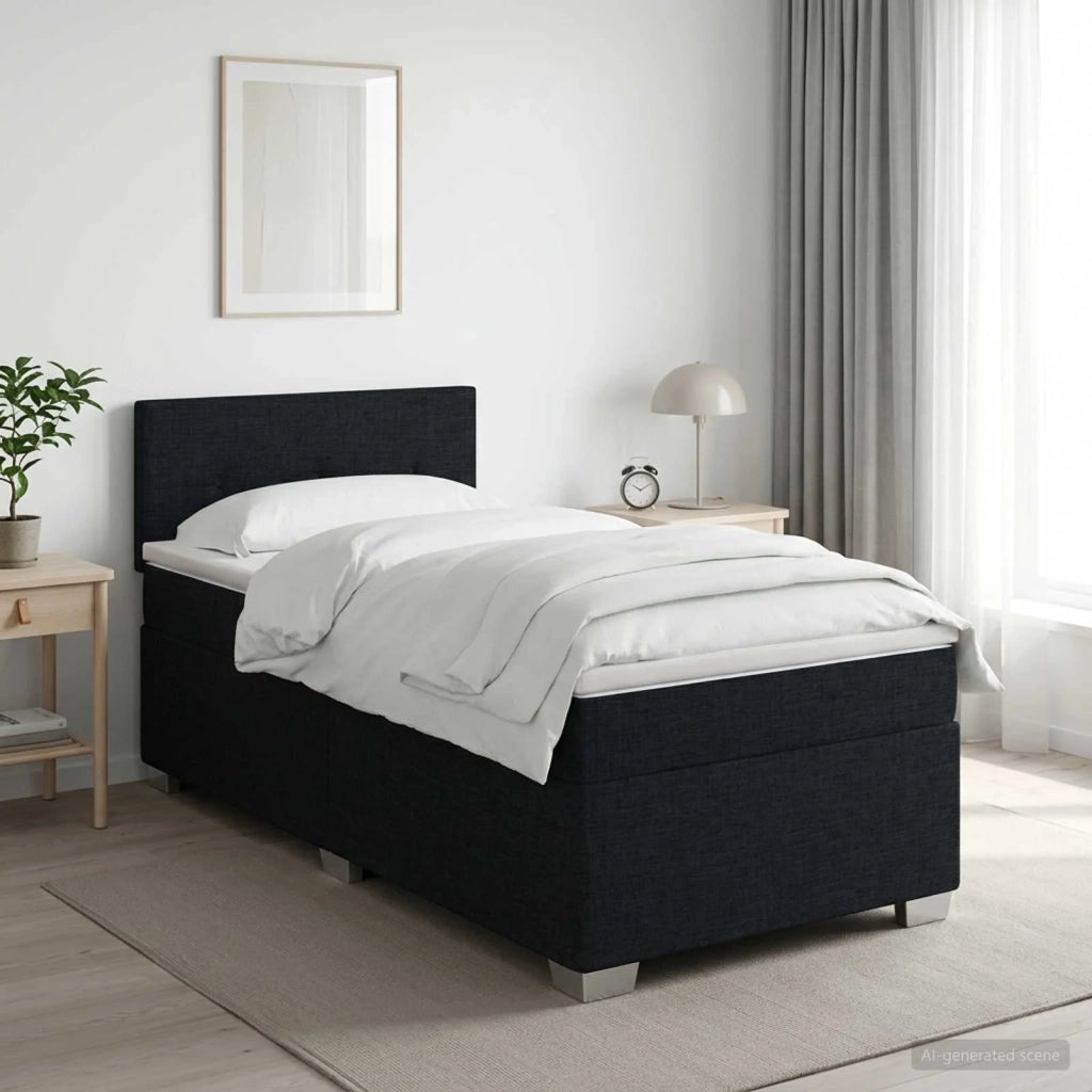 Letto box spring con materasso Nero 90 x 190 cm Tessuto 3450371