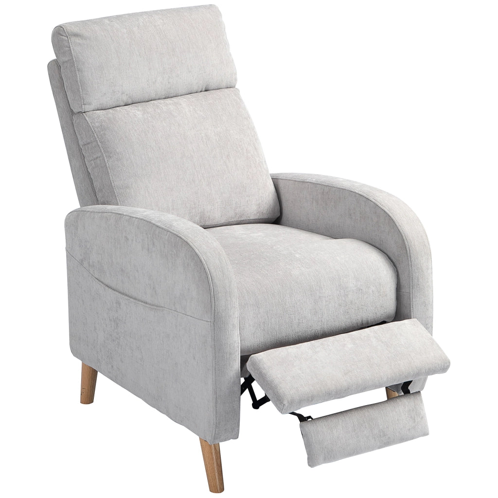 Poltrona Relax Reclinabile con Poggiapiedi ¨C Xylo ¨C Tessuto Grigio Chiaro 68x90x106 cm